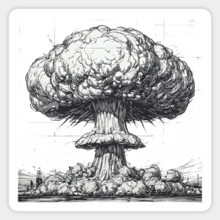 Atomic Mushroom Cloud Sketch – Anti-War Protest Art Sticker